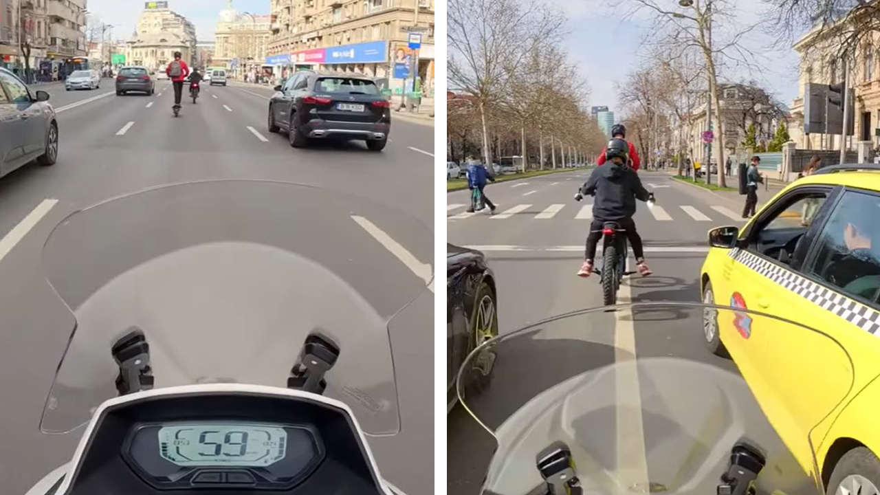 Pericol pe două roți: Adolescenți teribiliști pe Magheru, filmați făcând slalom printre mașini Doi tineri, unul pe o bicicletă electrică și celălalt pe trotinetă, au fost surprinși sfidând traficul și regulile de circulație în plină zi, pe bulevardul Magheru din București. Un șofer i-a confruntat, iar răspunsul unuia dintre ei, cu o atitudine sfidătoare, a stârnit revoltă: „Și ce dacă? Oricum poliția nu ne oprește niciodată.” Autoritățile sunt chemate să reacționeze, înainte de o posibilă tragedie.