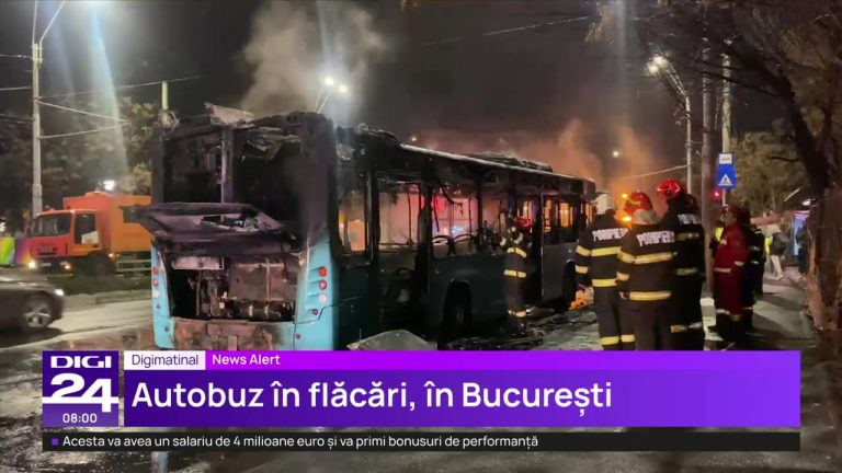 Autobuz STB în trafic, simbol al crizei financiare și al posibilului faliment al transportului public din București