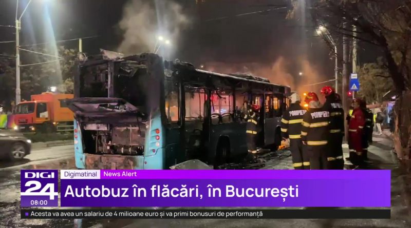 Autobuz STB în trafic, simbol al crizei financiare și al posibilului faliment al transportului public din București