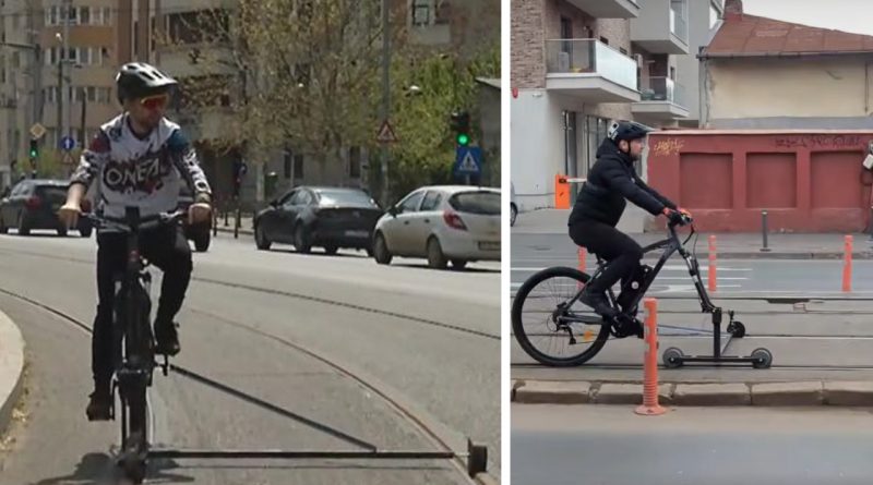 Invenția urbană a unei biciclete pe șine de tramvai în București, ca soluție alternativă la traficul aglomerat