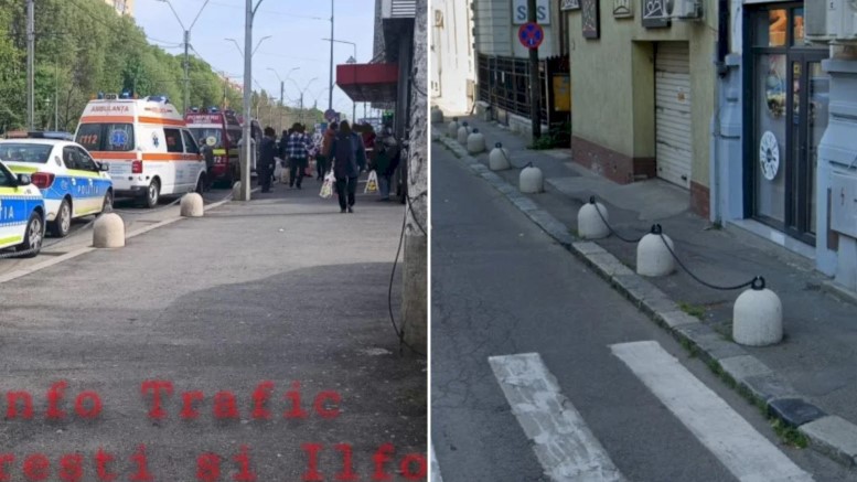 Piața Progresu incident trotuar lanțuri bolarzi București