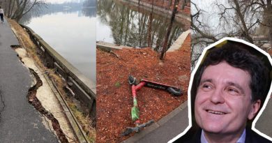 Nicusor Dan se uita la dezastrul din Parcul herastrau