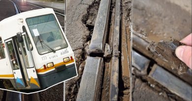 Tramvaiul 23 pe șine rupte