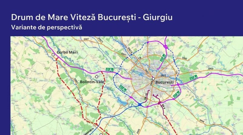 Harta Drumului de Mare Viteza Bucuresti Giurgiu