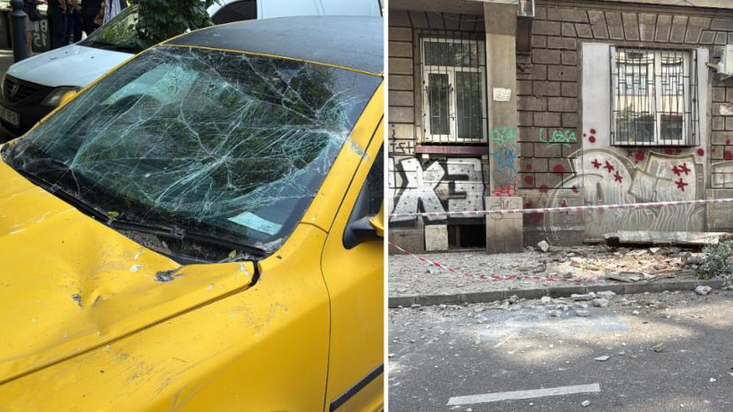 Masina distruza de un balcon cazut