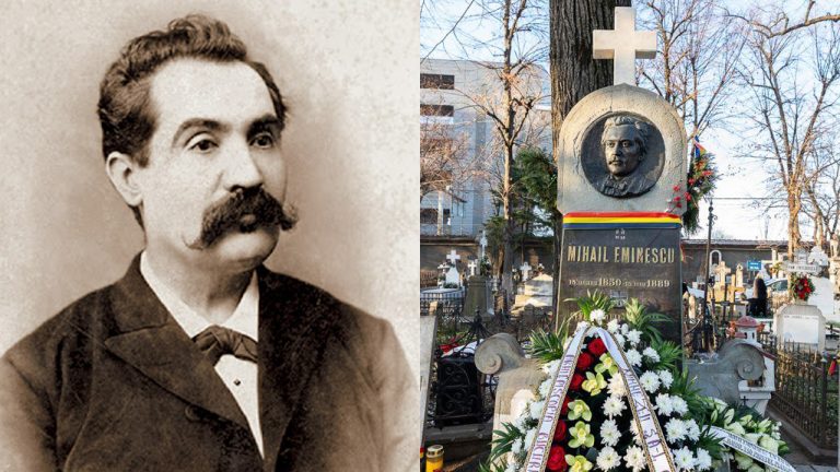 Imagine cu mormântul lui Mihai Eminescu