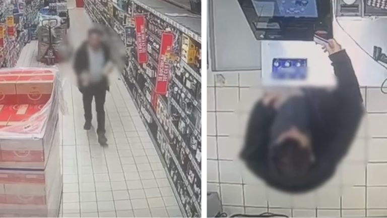 Furt surprins de camerele de supraveghere la casa self pay din magazin