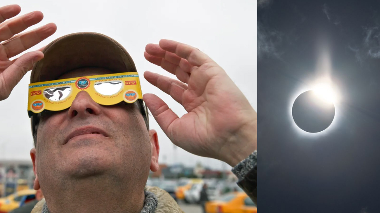 Eclipsa totală de Soare din 1999 observată în România cu ochelari de protecție