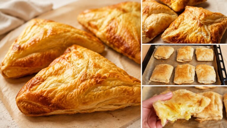 Merdenele proaspete cu brânză, rumenite și crocante – colaj foto cu produse de patiserie